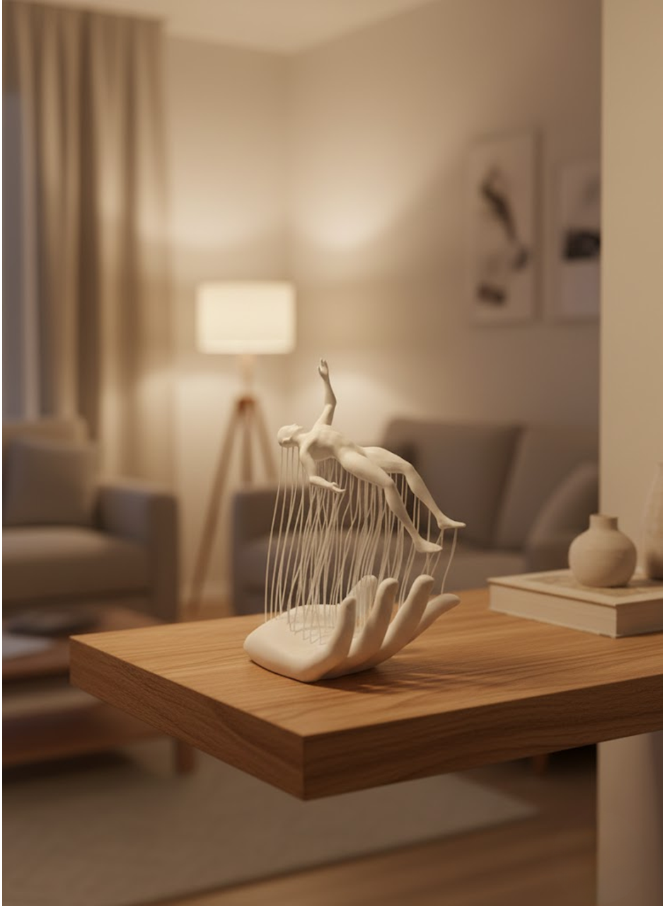 El İnsan Figürü Beyaz Modern Soyut Tasarım Salon ve Ofis Dekorasyonu