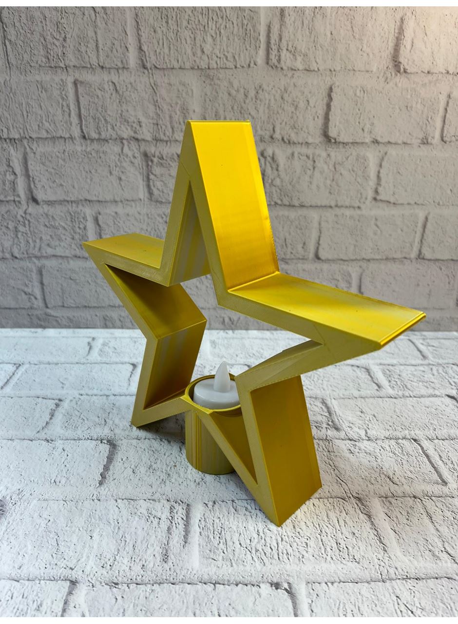 Yıldız Şeklinde Sarı Mumluk Loş Işık Ev Aksesuarı