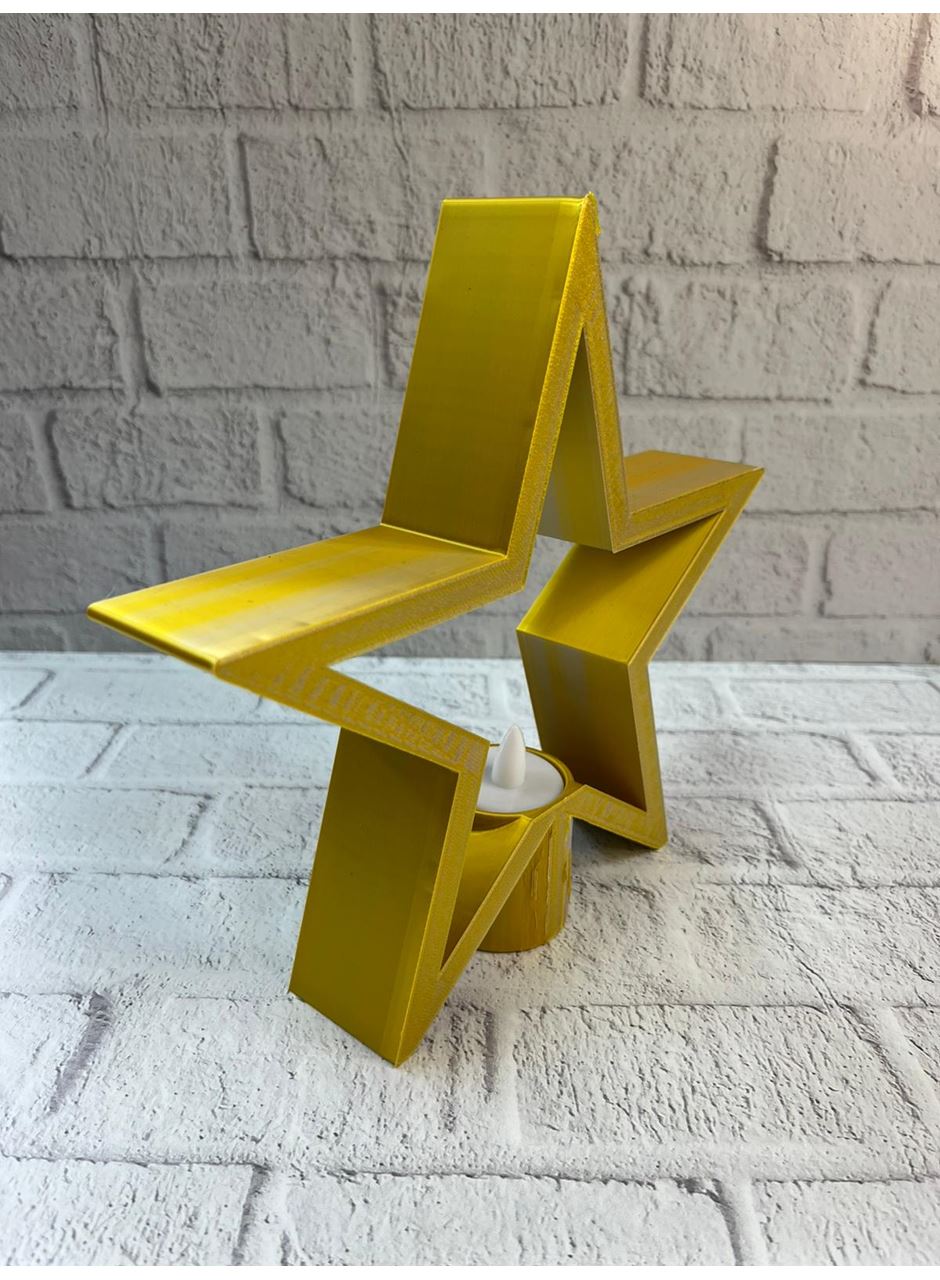 Sarı Yıldız Mumluk Modern Salon ve Raf Dekoru