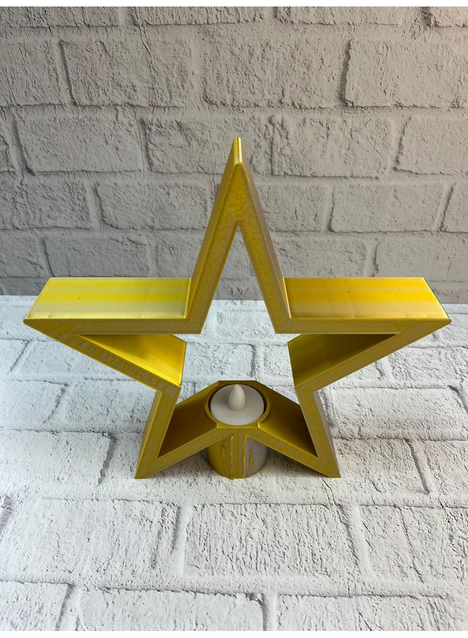 Sarı Yıldız Mumluk Modern Salon ve Raf Dekoru
