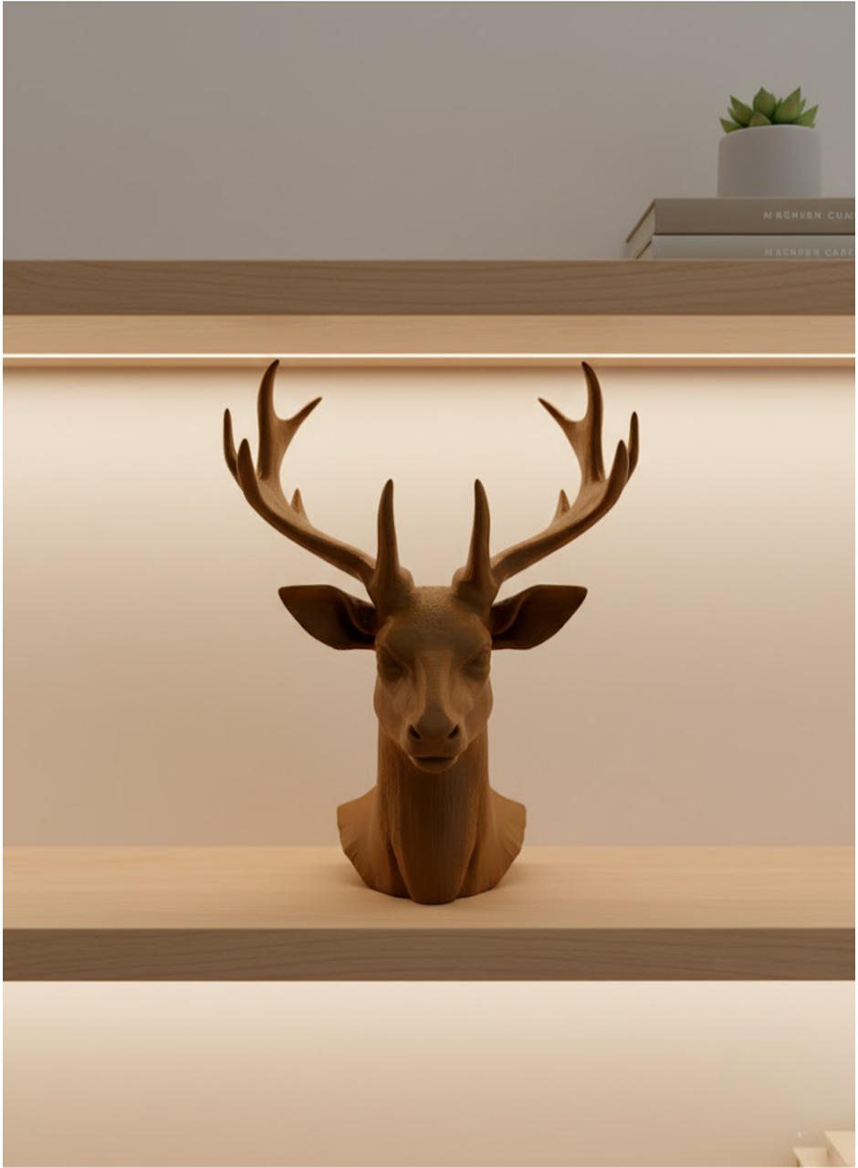 Dekoratif Kahverengi Geyik Biblo Salon ve Raf Dekoru