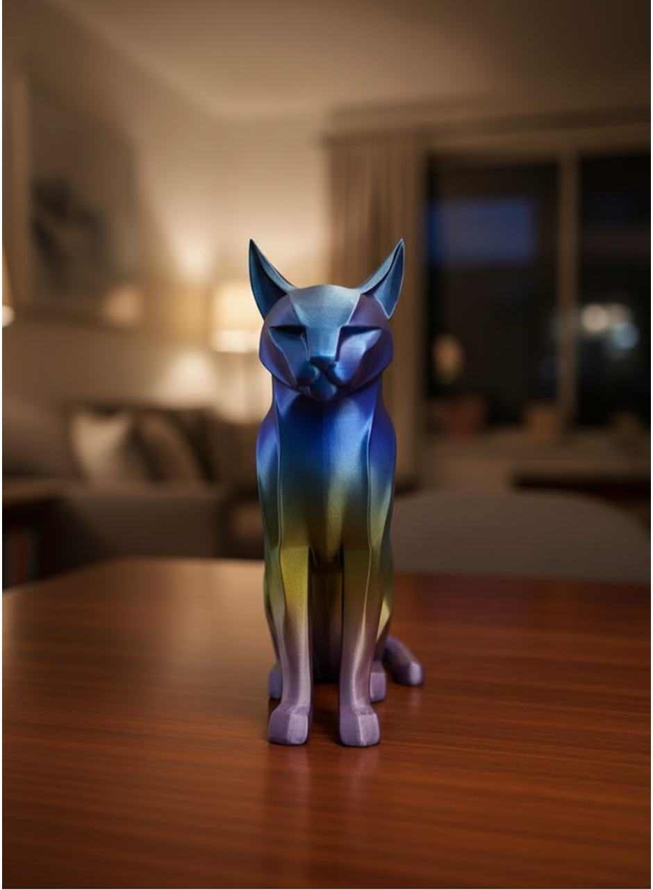 Rainbow Renkli Kedi Biblosu Dekoratif Masa ve Raf Süsü