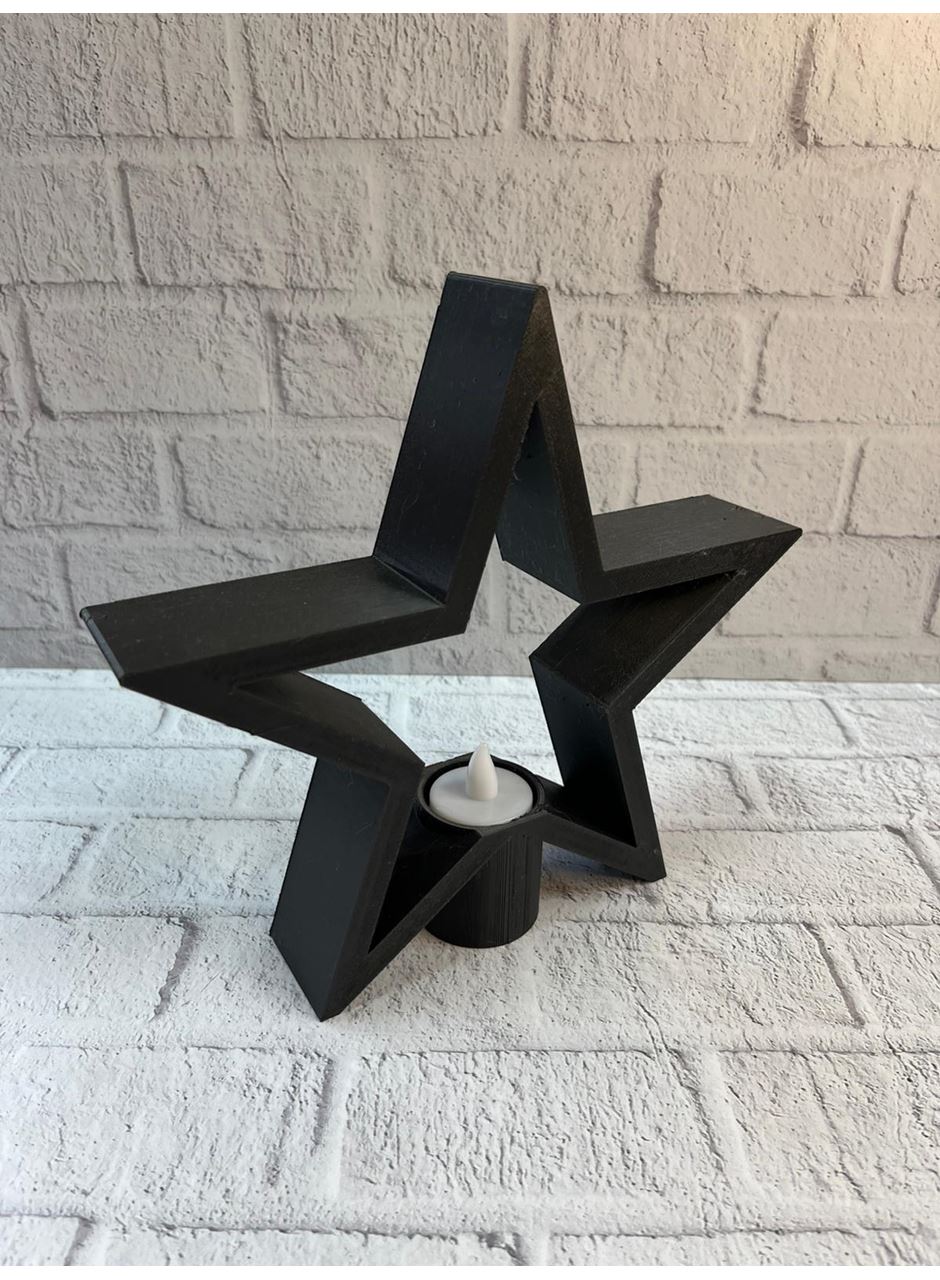 Siyah Yıldız Şeklinde Mumluk Loş Işık Dekor Aksesuarı