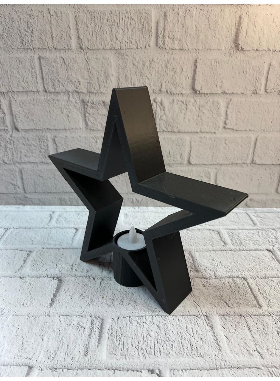 Yıldız Mumluk Siyah Modern Salon ve Raf Dekoru