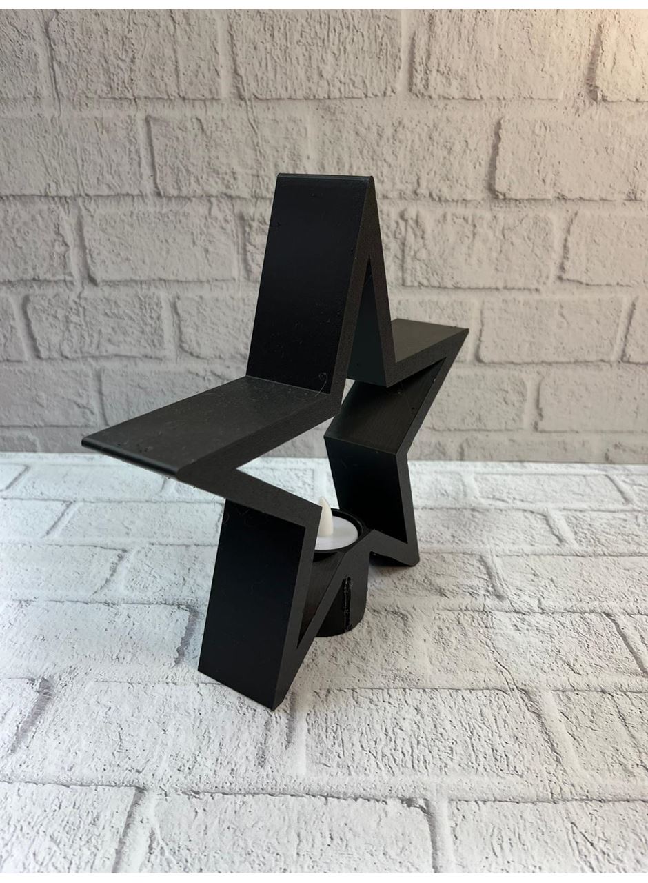 Yıldız Mumluk Siyah Modern Salon ve Raf Dekoru