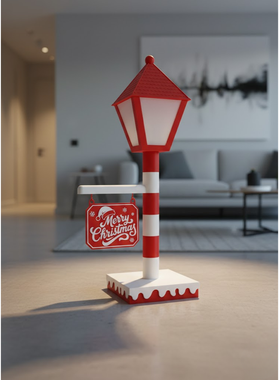Noel Temalı Tabelalı Lamba Dekoratif Aydınlatma Yılbaşı Süsü