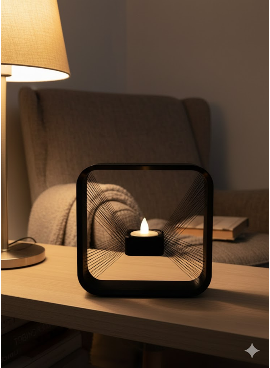 Kare Askılı Mumluk Duvara Asılan Şık Dekoratif Mumluk 16×16 cm