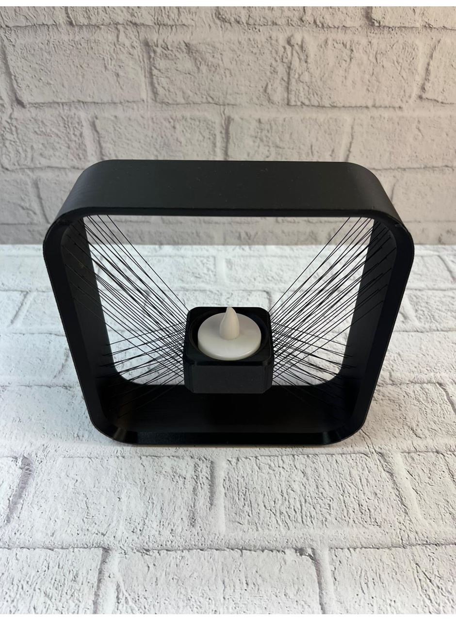 Kare Askılı Mumluk Duvara Asılan Şık Dekoratif Mumluk 16×16 cm