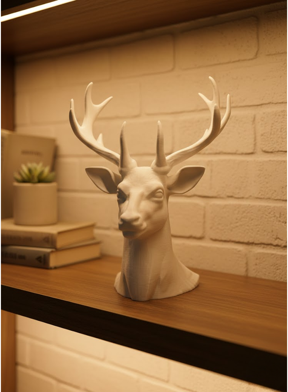 Beyaz Geyik Biblo 23 cm Dekoratif Modern Tasarım