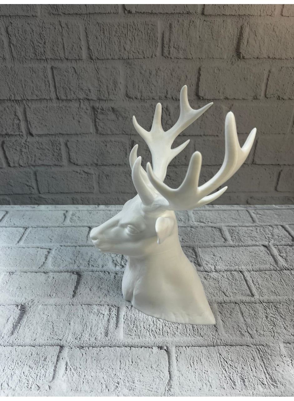 Beyaz Geyik Biblo 23 cm Dekoratif Modern Tasarım