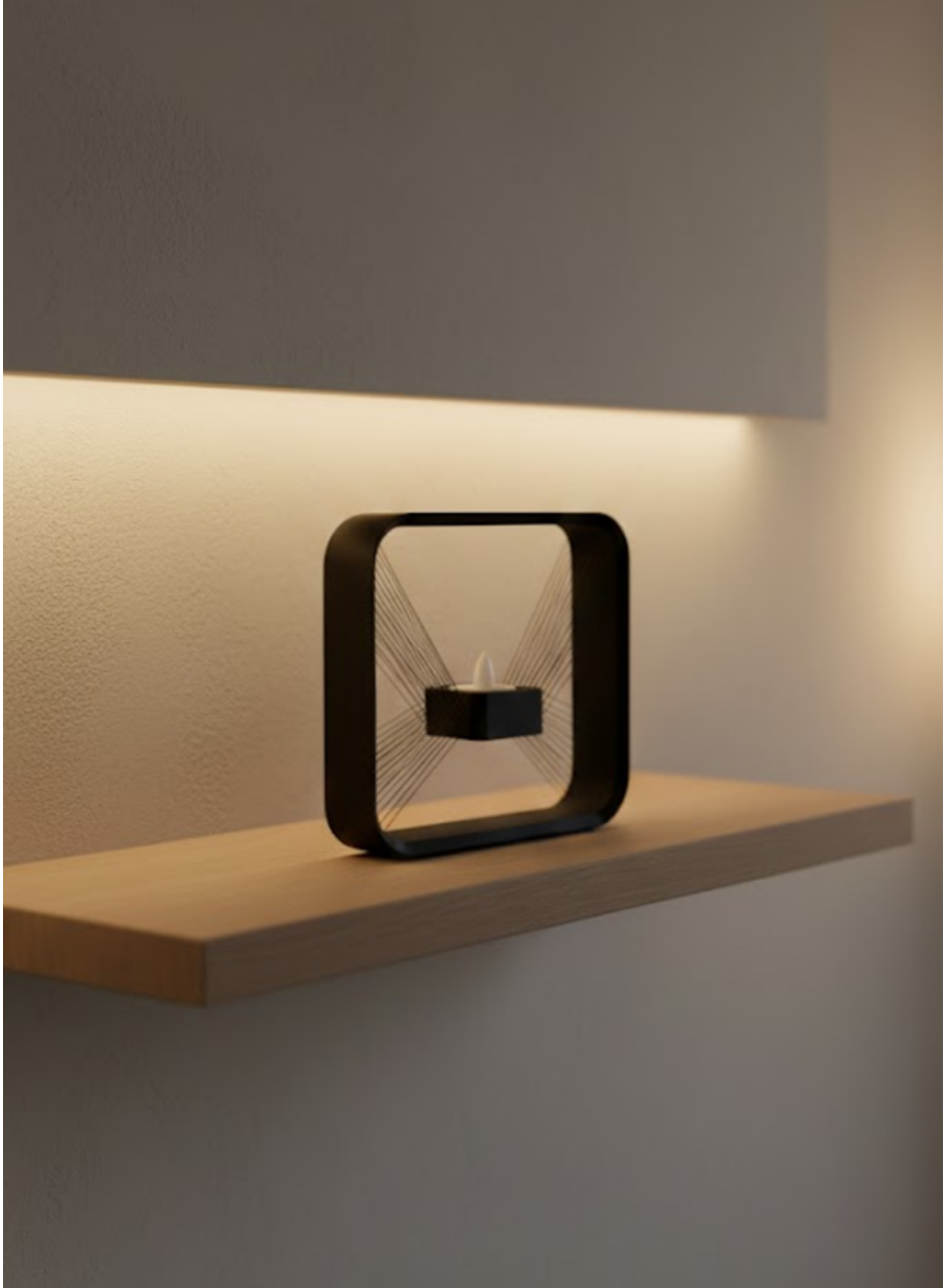 Askılı Kare Mumluk Duvar Dekoru Loş Salon ve Modern Mekanlar