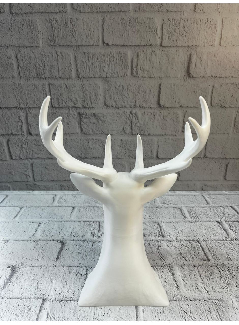 Beyaz Geyik Biblo 23 cm Dekoratif Modern Tasarım