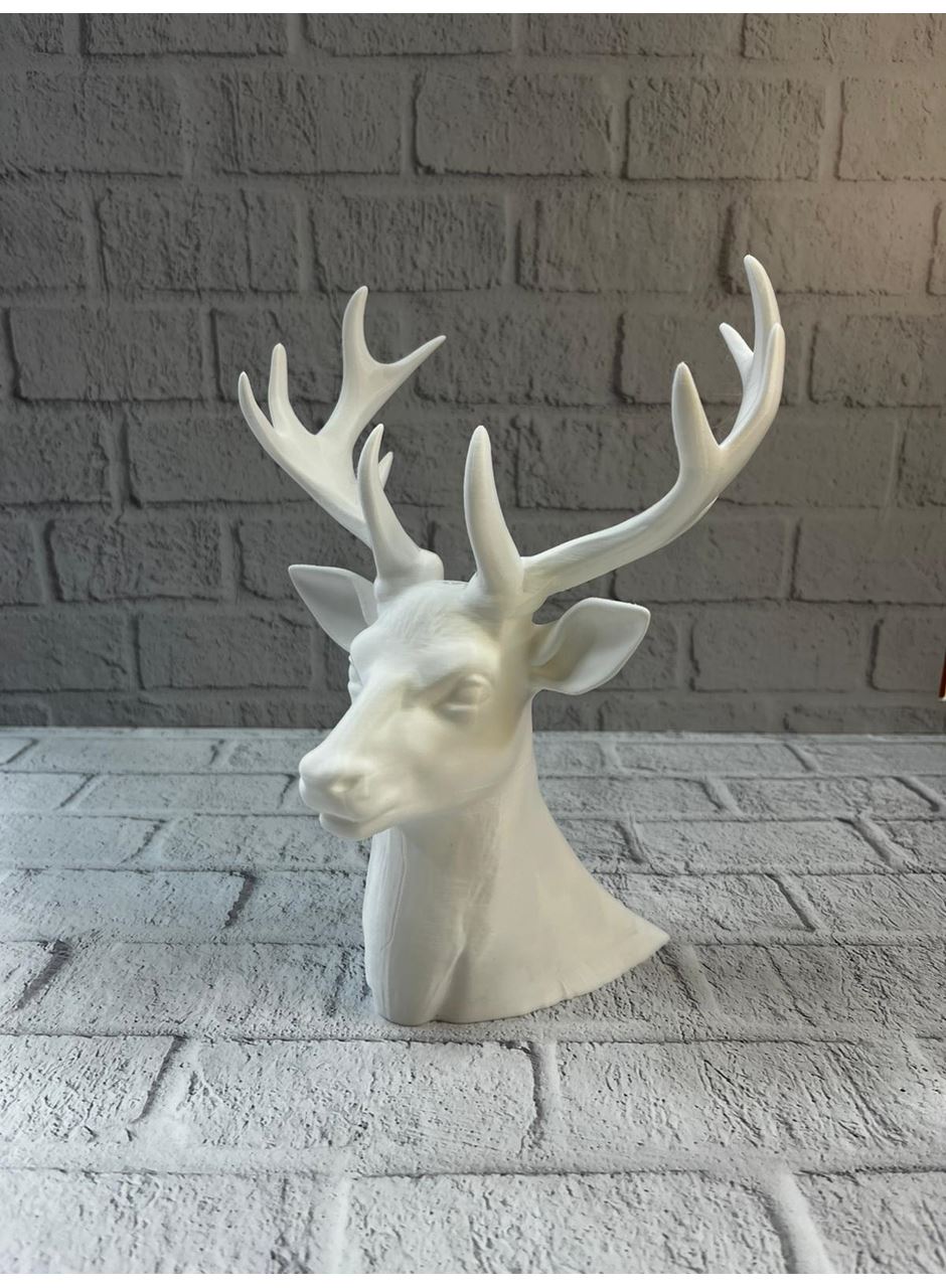 Beyaz Geyik Biblo 23 cm Dekoratif Modern Tasarım