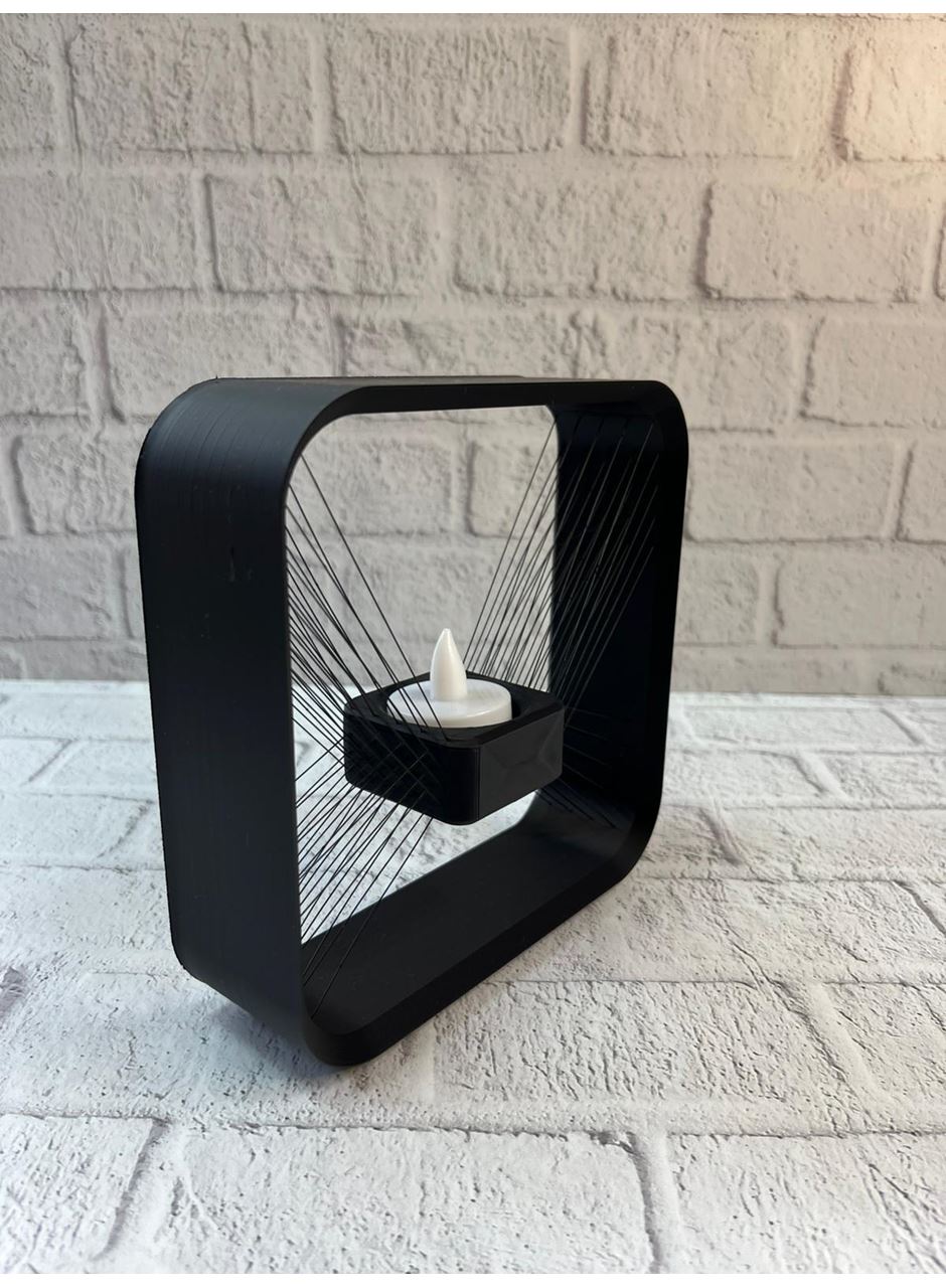 Askılı Kare Mumluk Duvar Dekoru Loş Salon ve Modern Mekanlar