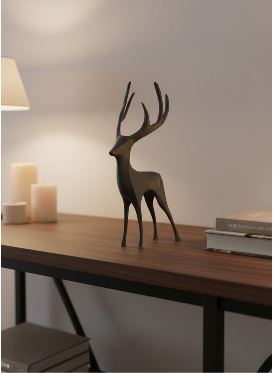 Gri Geyik Biblo Minimal Tasarım Şık Ev Aksesuarı