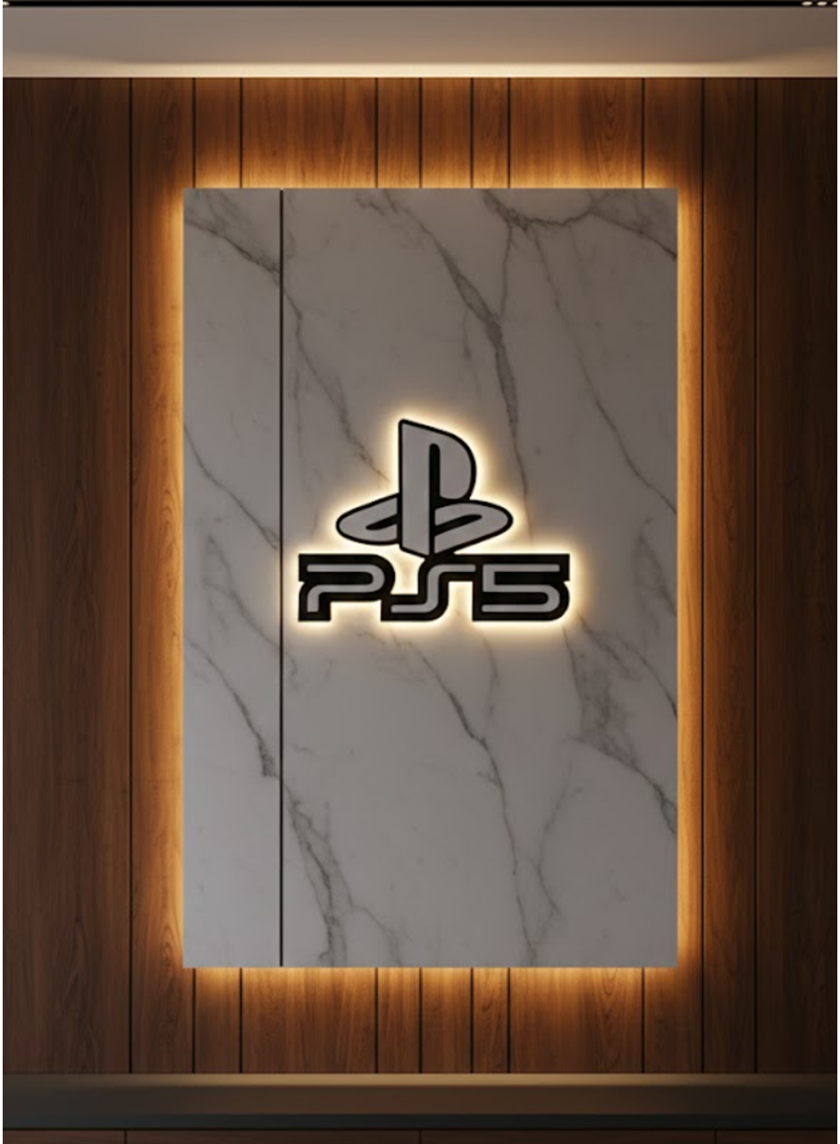 PS5 Logo Dekoratif Duvar Süsü Oyun Odası ve Salon Uyumu