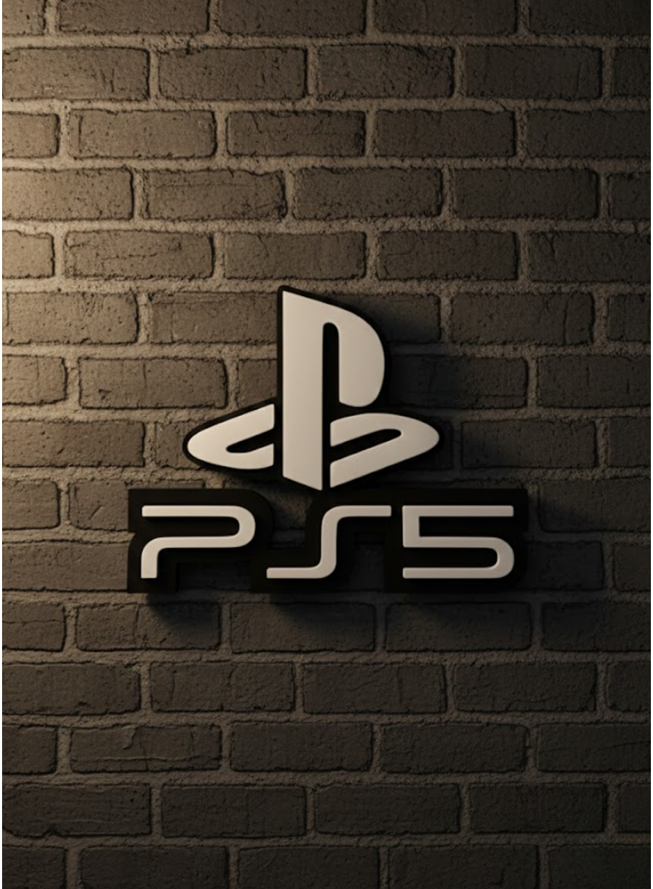 PlayStation 5 Logo Duvar Dekoru Minimal Tasarım 16×12 cm