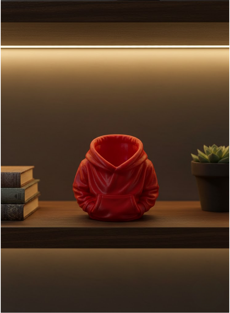 Dekoratif Kırmızı Hoodie Kalemlik 10x10 cm