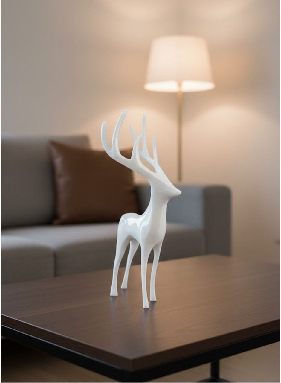 Beyaz Dekoratif Geyik Figürü Şık Ev Aksesuarı