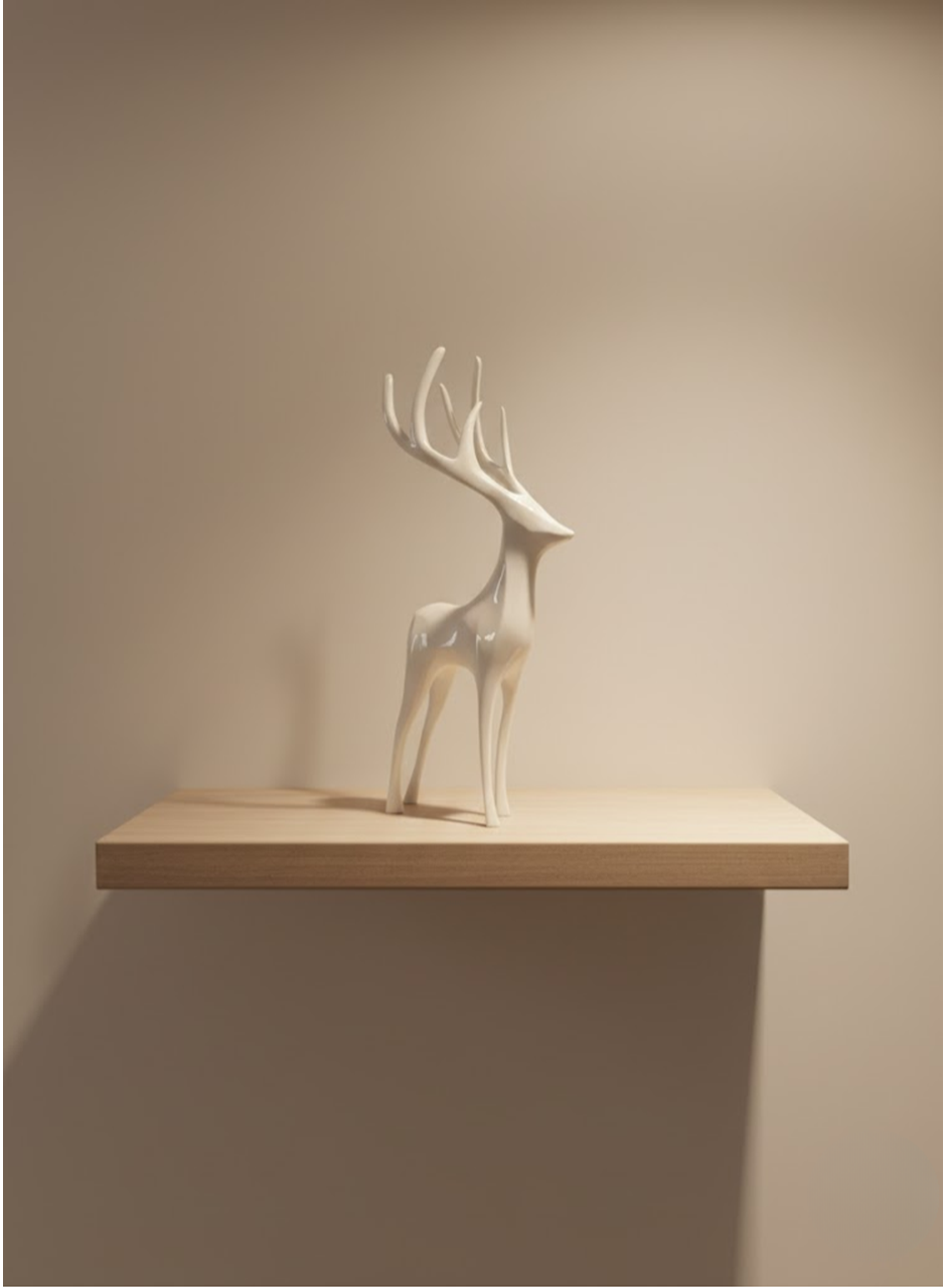 Geyik Figürü Beyaz Modern Salon ve Raf Dekoru