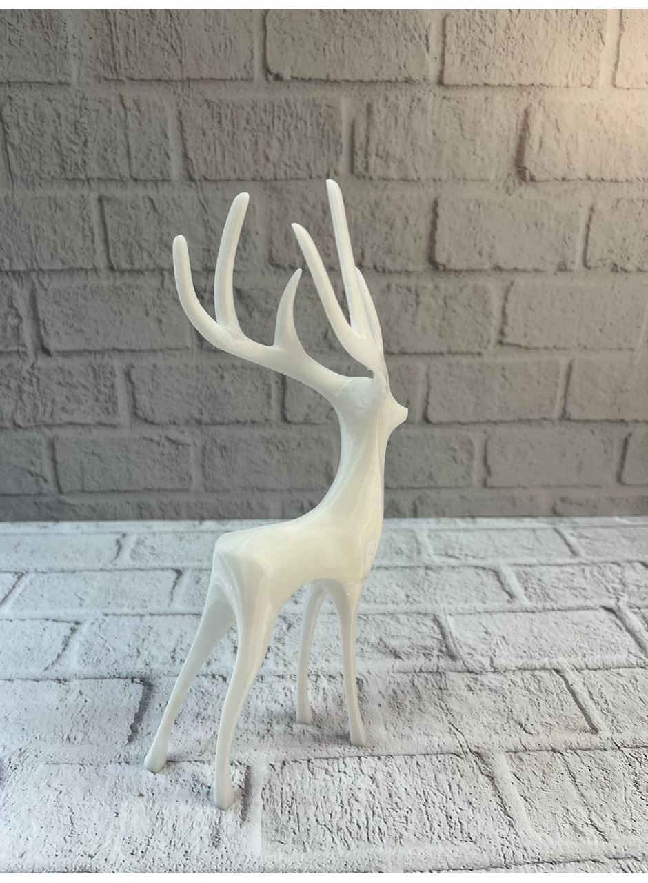 Geyik Figürü Beyaz Modern Salon ve Raf Dekoru