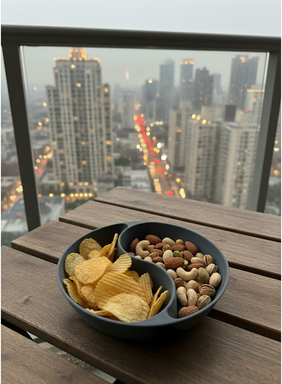 Gri Çerezlik Kase Seti Modern Bölmeli Sunum Tasarımı