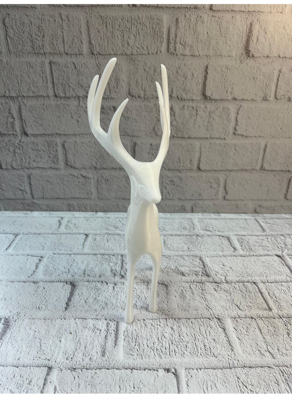 Geyik Figürü Beyaz Modern Salon ve Raf Dekoru