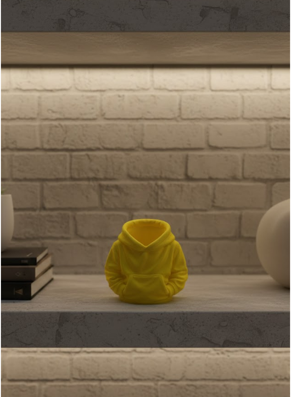 Dekoratif Sarı Hoodie Kalemlik 10x10 cm