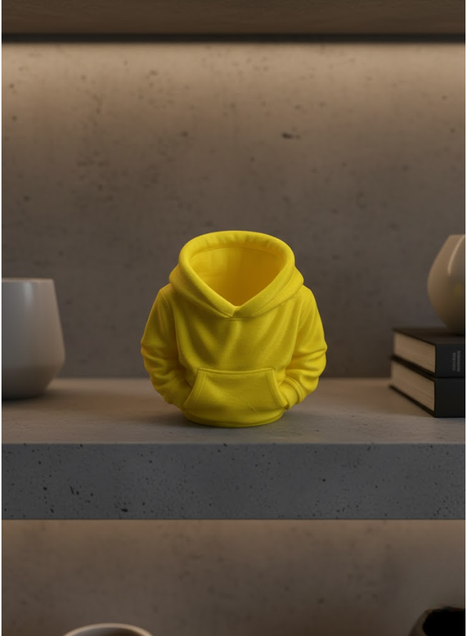 Sarı Hoodie Kalemlik 10x10 cm Masa Üstü Düzenleyici