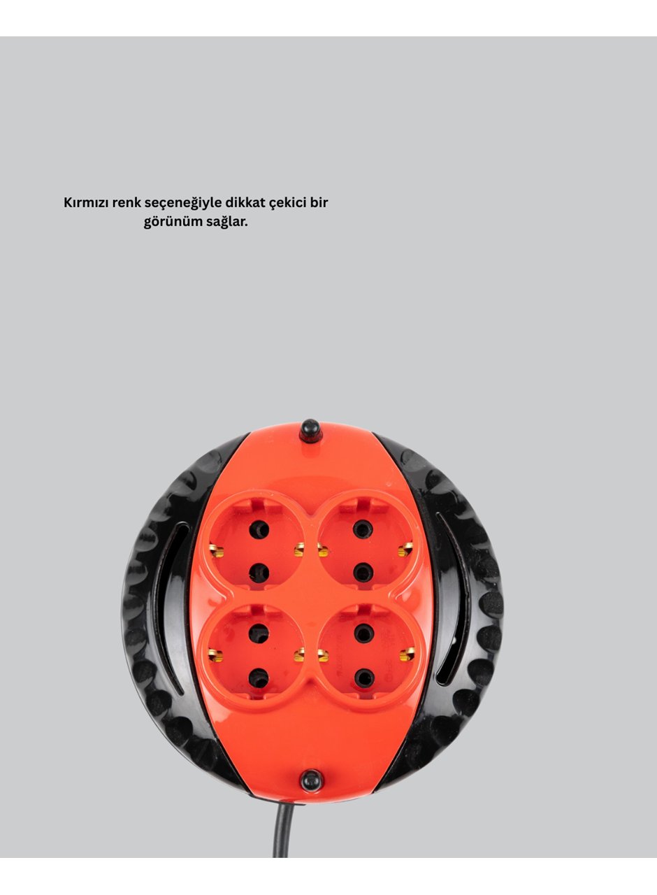 Ev ve Ofis İçin 5 Metre Kablolu 4 Priz Makarası