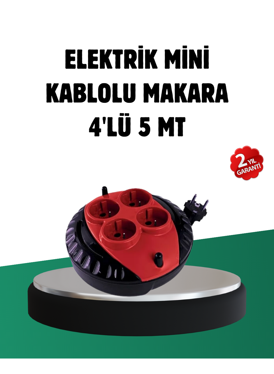 Türkiye Üretimi 5 Metre 4 Prizli Kablolu Makara