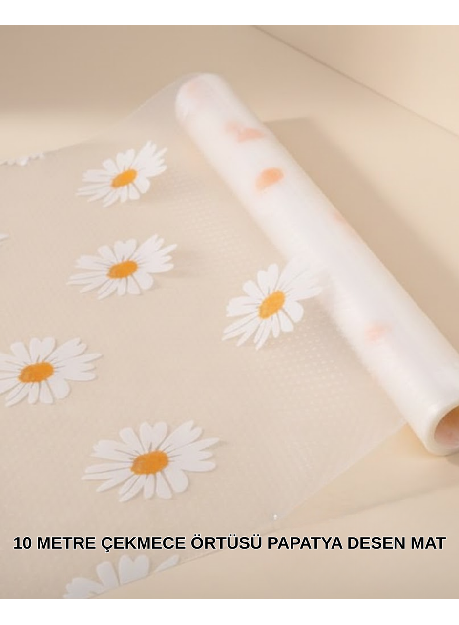 10 Metre Papatya Desenli Kolay Temizlenebilir Çekmece Matı