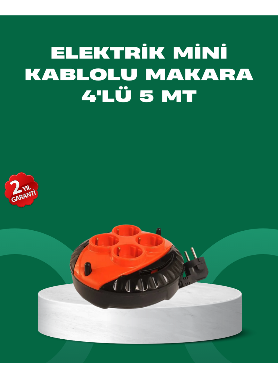 5 Metre Kablolu 4’lü Kırmızı Priz Makara