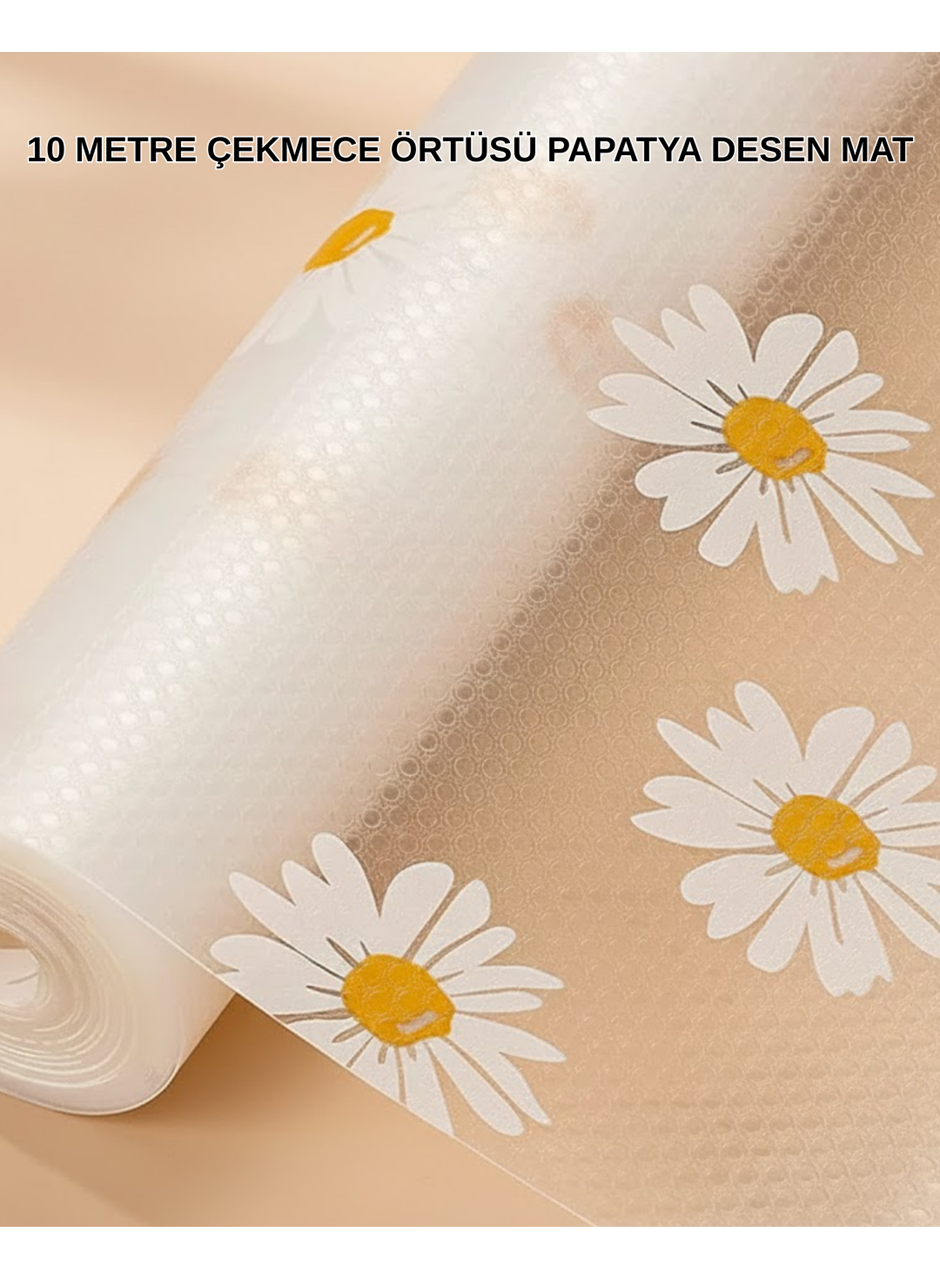 10 Metre Papatya Desenli Dolap İçi Kaymaz Koruyucu Mat