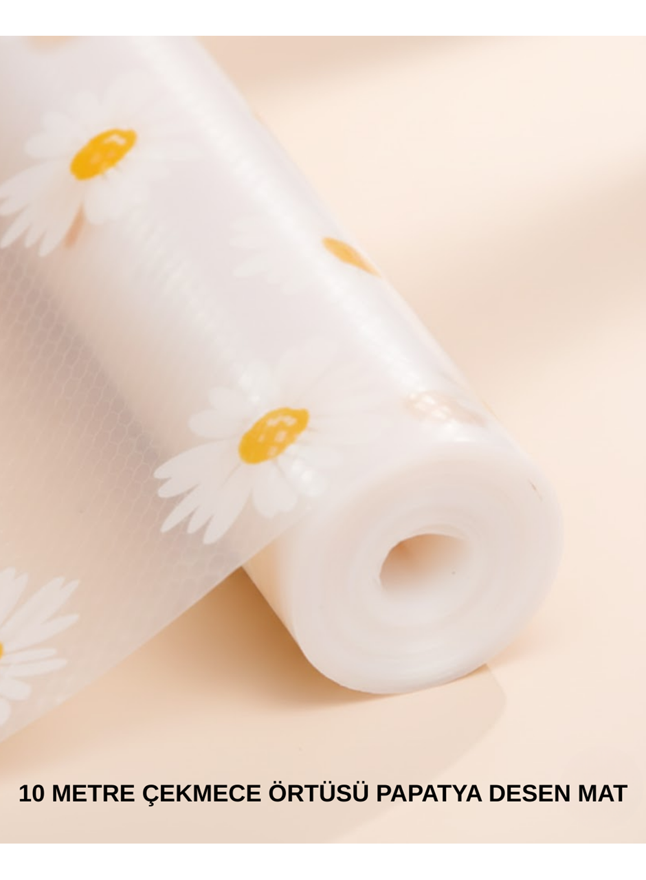 10 Metre Papatya Desenli Yapışmaz Kaydırmaz Çekmece Örtüsü