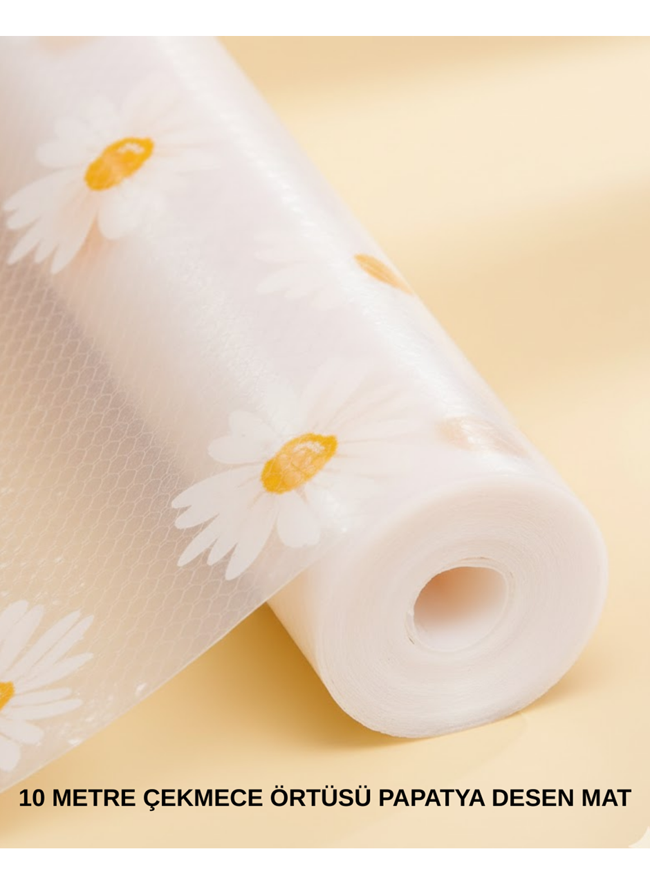 10 Metre Papatya Desenli Kaymaz Dolap ve Çekmece İçi Mat