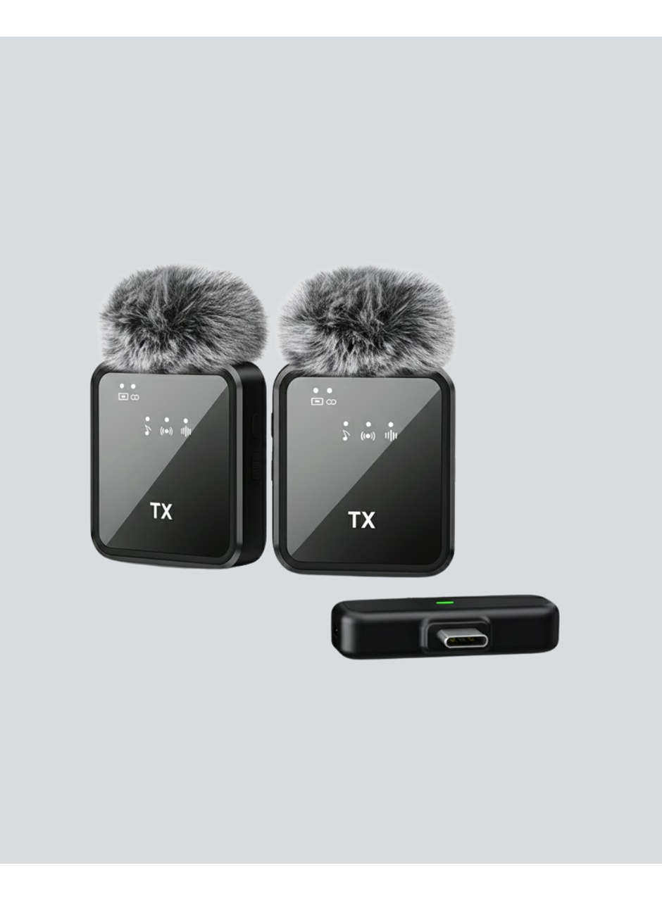 2in1 Kablosuz Yaka Mikrofonu iOS ve Android Uyumlu