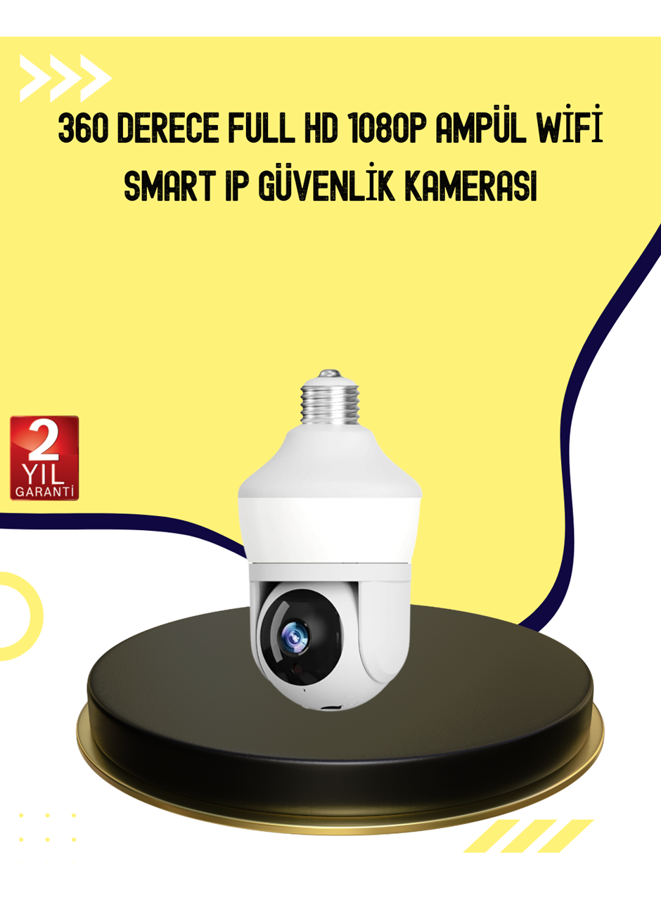 1080P Görüntü Kaliteli Wi-Fi Ampul Tipi Güvenlik Kamerası