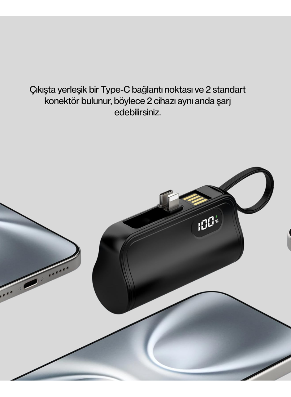 Dahili Type-C Konektörlü Mini 2000mAh Powerbank