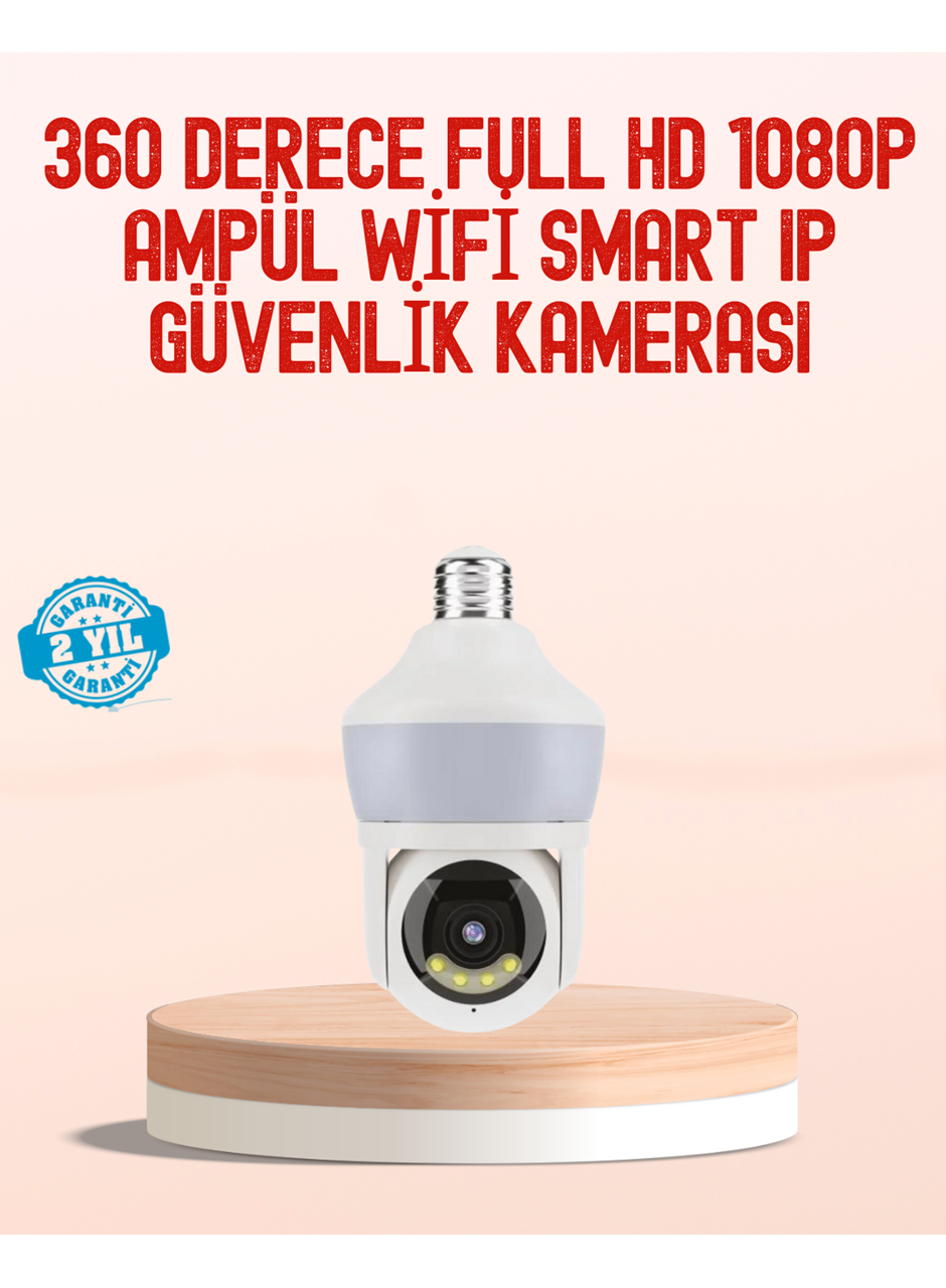 360° Full HD Wi-Fi Akıllı Ampül Kamera Gece Görüşlü