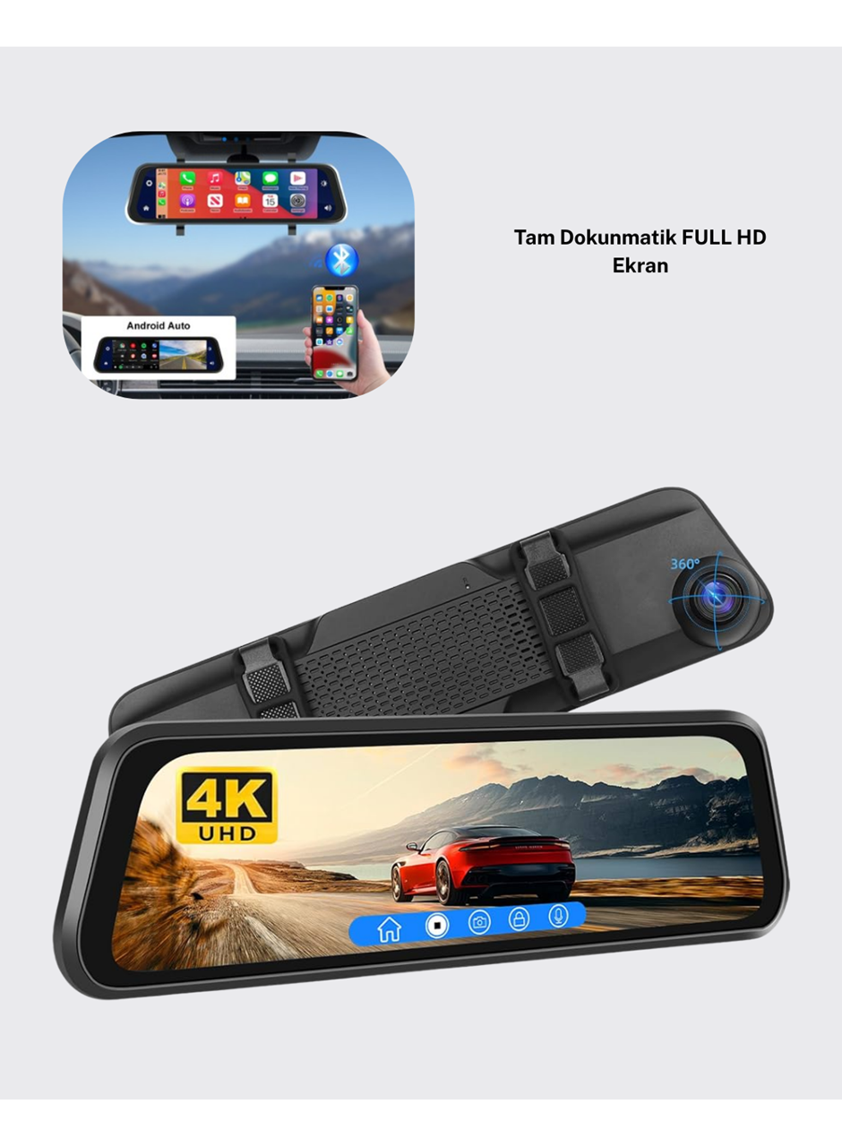 1080P Çift Kameralı Dokunmatik Dikiz Aynası G Sensörlü