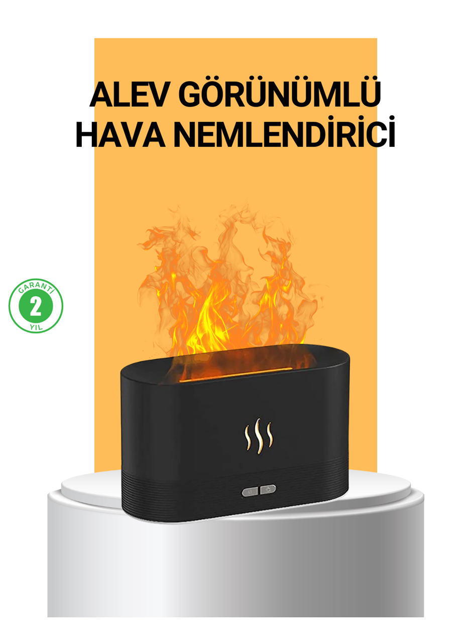 Modern Tasarımlı Alev Efektli LED Aromaterapi Hava Nemlendirici