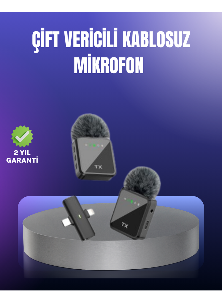 Vlog Podcast ve Röportajlar İçin Kablosuz Çift Yaka Mikrofon