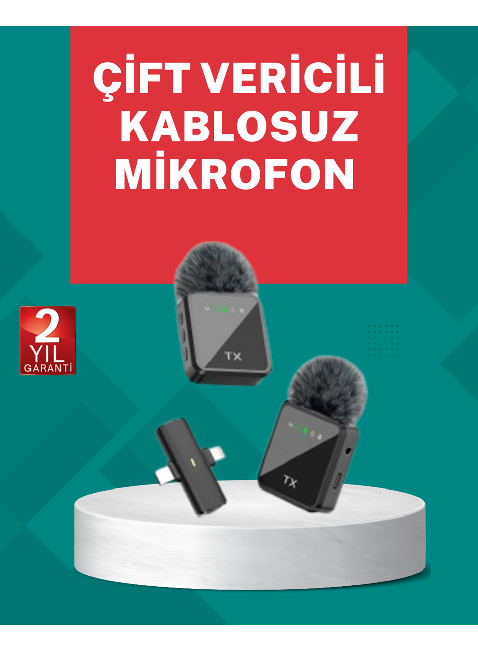 Profesyonel Ses Kayıtları İçin 2’li Kablosuz Yaka Mikrofon Seti