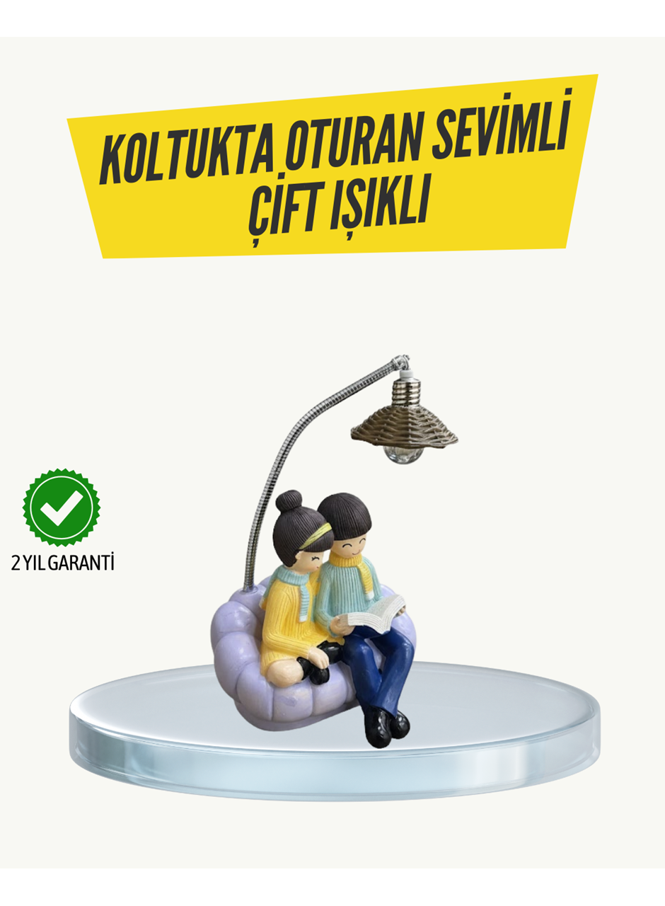 Okuyan Çift Figürlü Dekoratif Gece Lambası Hediye Seçeneği