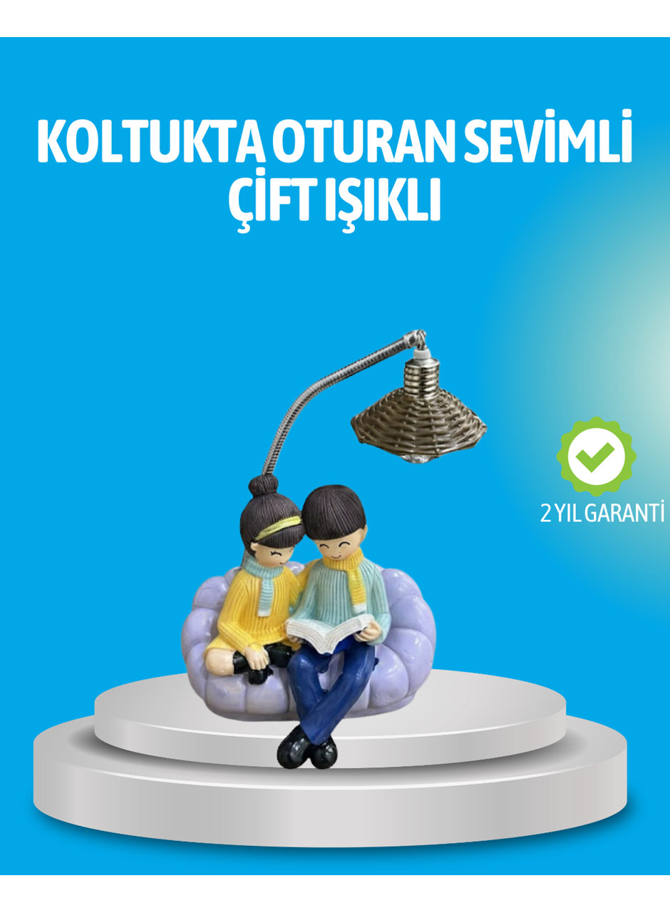 Romantik Çift Figürlü Okuyan Çift Masa Lambası Dekoratif LED Aydınlatma