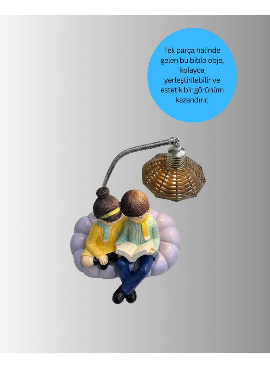 Romantik Çift Figürlü Okuyan Çift Masa Lambası Dekoratif LED Aydınlatma