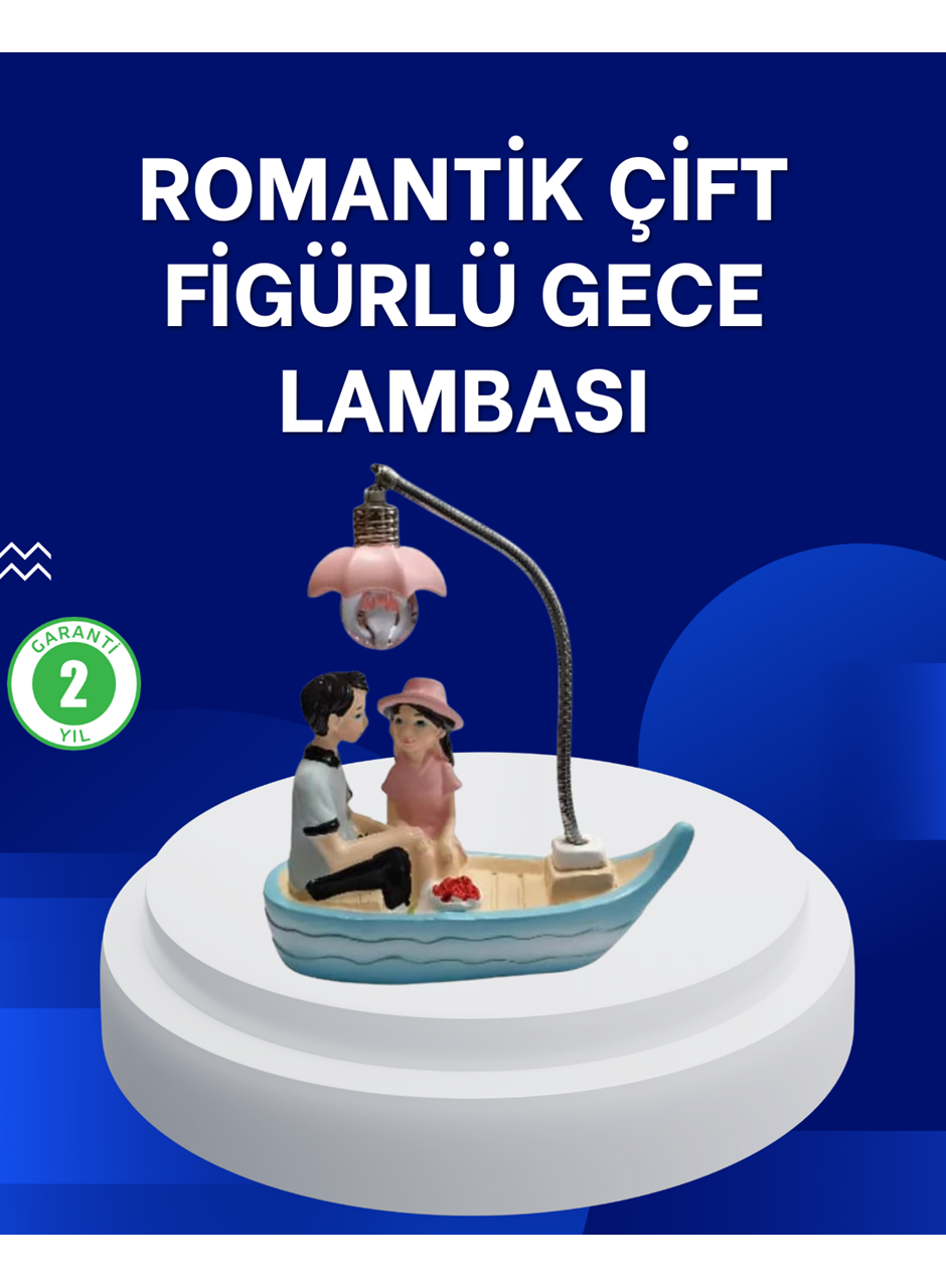 Romantik Sandal Üzerinde Çift Figürü LED Gece Lambası Masa Dekoru