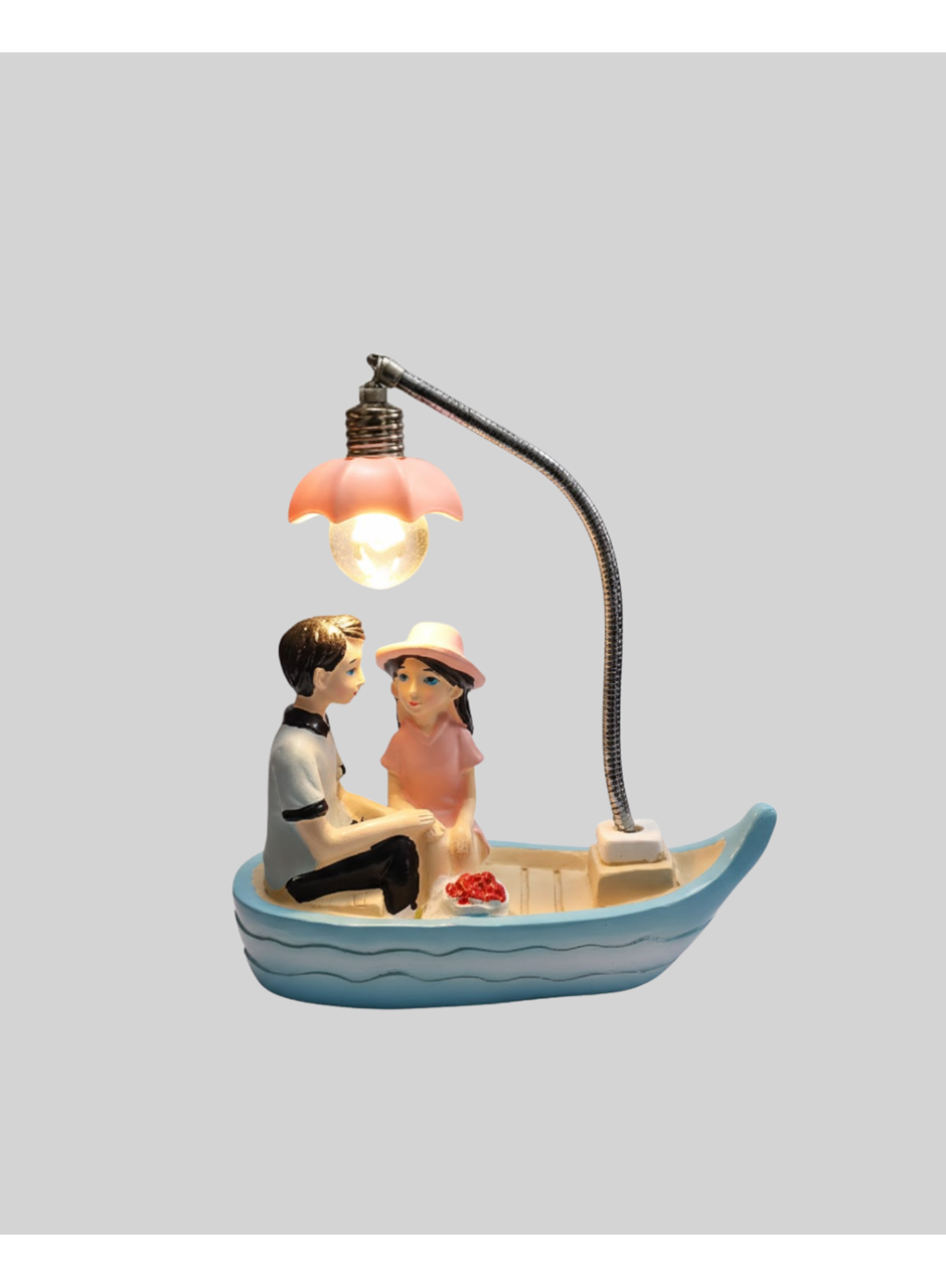 Romantik Sandal Üzerinde Çift Figürü LED Gece Lambası Masa Dekoru