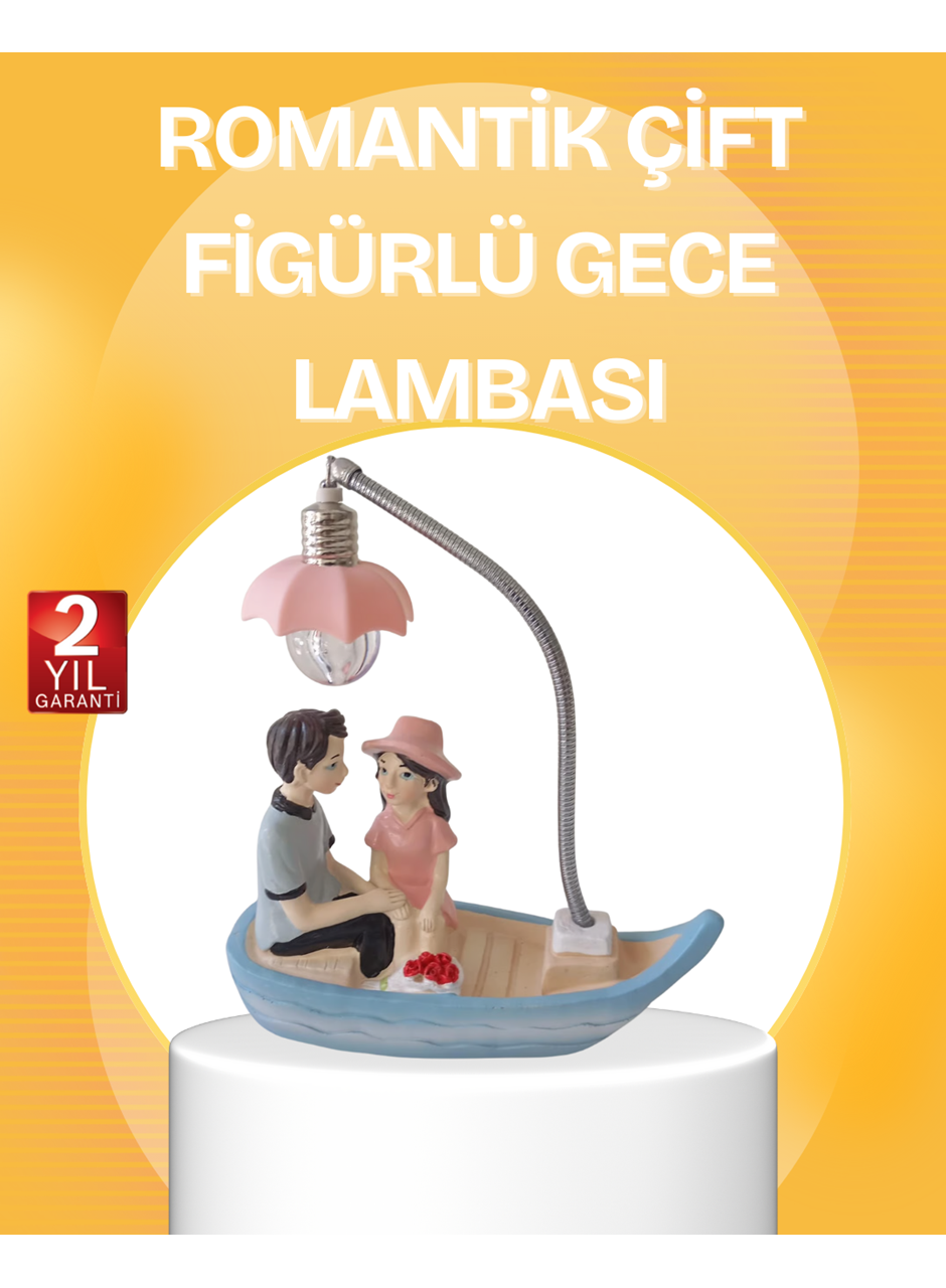 Romantik Çift Figürlü Gece Lambası Sandal Model Sevgiliye Özel Hediye